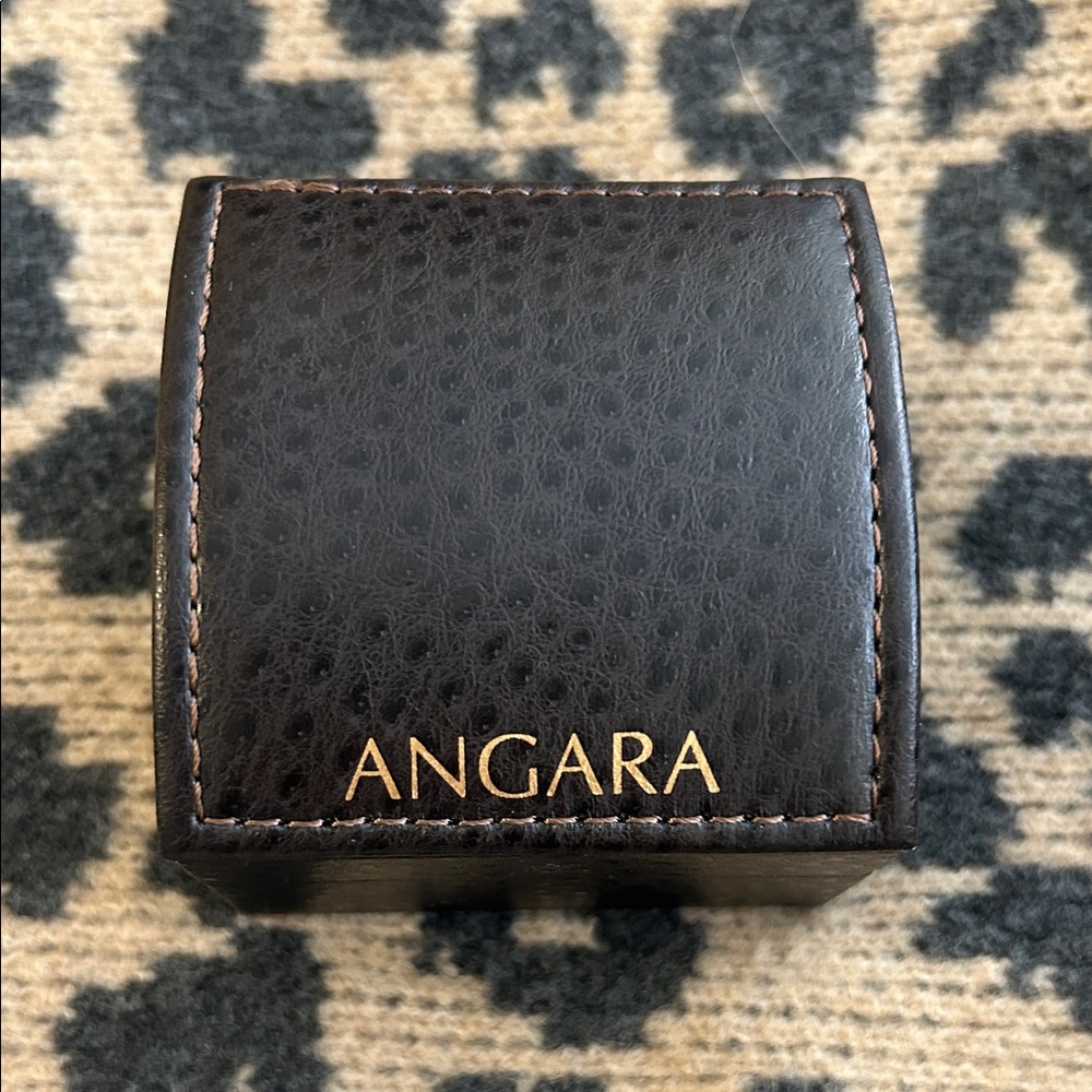 Angara Small Rich Brown Leather Jewelry Box W/LED Light To Illuminate Jewelry